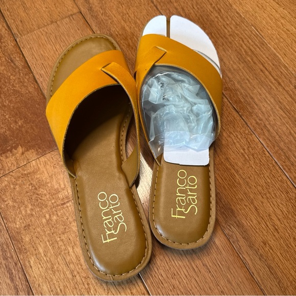 Franco Sarto Mustard Yellow Slide Sandals - Picture 2 of 4